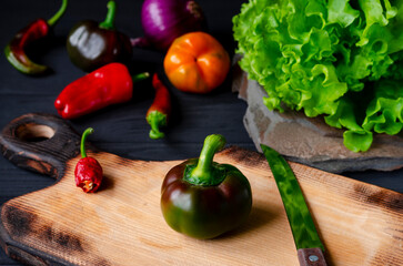 Food background with an assortment of organic vegetables