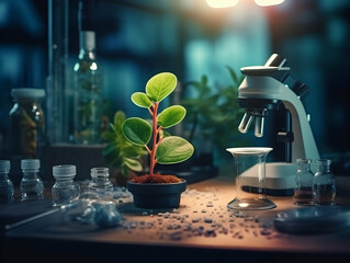 Experimental research on biotechnology and DNA, Smart Farming and Agriculture Innovation Concept, scientific research in the field of biology