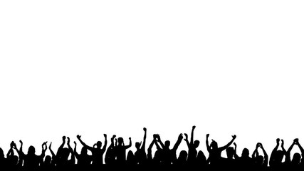Crowd silhouette animation video. video depicting the cheers of many people.
