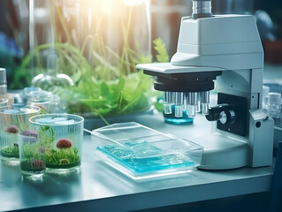 Experimental research on biotechnology and DNA, Smart Farming and Agriculture Innovation Concept, scientific research in the field of biology