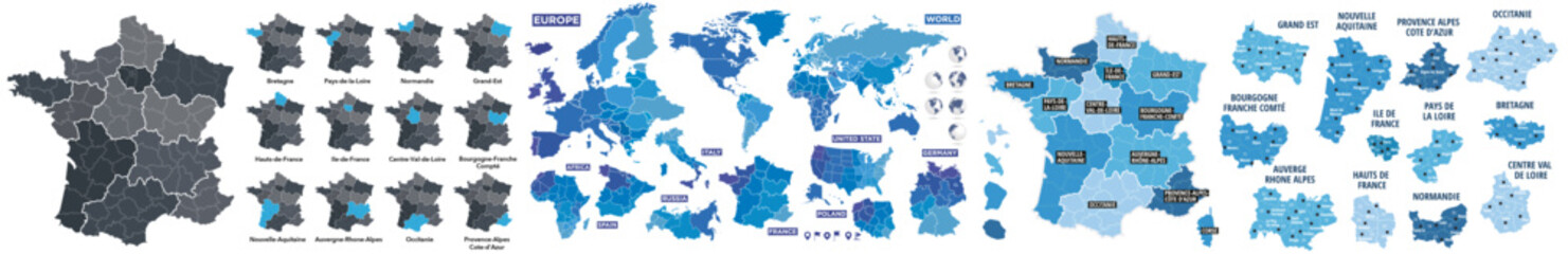 Vector map of France and world