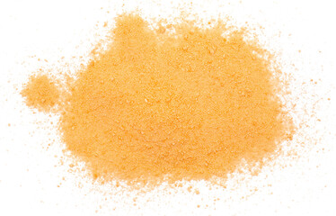 Multivitamins in orange granules isolated on white, clipping