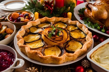 squash and caramelized onion tart Christmas dinner food