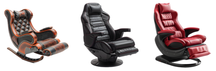 Stylish recliner chair for home comfort and relaxation isolated on a white background, png