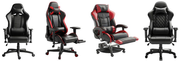 Ergonomic gaming chair set for comfortable gaming, isolated on a white background, png