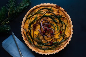 squash and caramelized onion tart Christmas dinner food