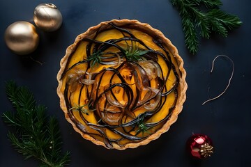 squash and caramelized onion tart Christmas dinner food