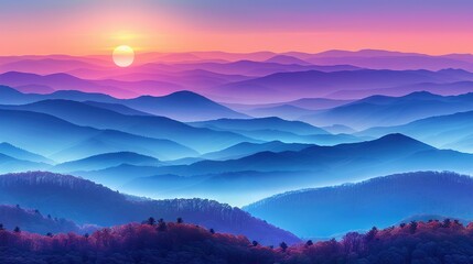 Obraz premium A majestic mountain range bathed in sunlight, with lush forests in the foreground