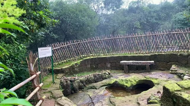 Natural herat shape rock inside a cave called u mawdonud in the garden of caves park  in cherrapunjee, meghalaya India.