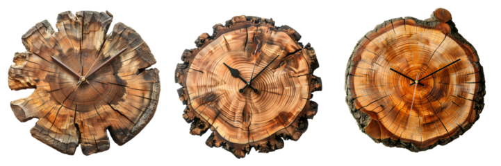 Tree stump clock isolated on a white background, png