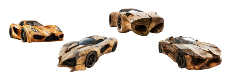 Wooden car isolated on a white background, png