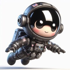 A delightful 3D little astronaut boy mascot, wearing a space suit, depicted standing, posing, walking, and floating in space, isolated on a white background