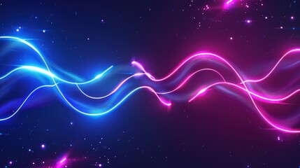 Obraz premium Abstract Neon Waves with Glittering Background