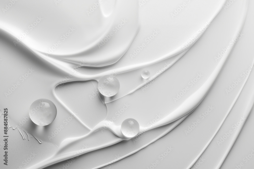 Poster a white background with a white substance on it. the substance has a shiny, wet appearance. concept 