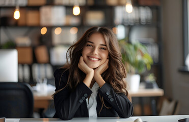 Cheerful Young Job Candidate in Contemporary Office