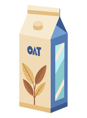 Pack of oat milk. Plant based drink. Vector illustration.