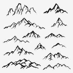Vector illustration - set of mountain shapes, logo elements