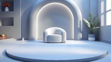   A well-lit living room boasts a white couch and a lush potted plant, positioned perfectly in the right corner