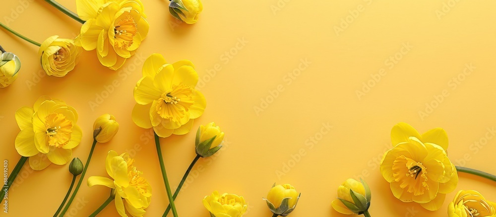 Wall mural Yellow Flowers on a Yellow Background