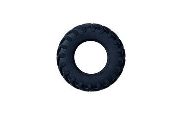 black tractor tire on white background.