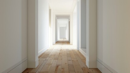 Fototapeta premium Long, White Corridor