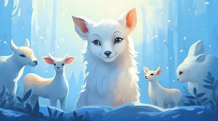 Cute White Animals in the Woods