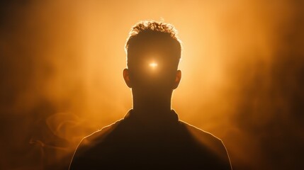 Silhouette of a Man with a Bright Light