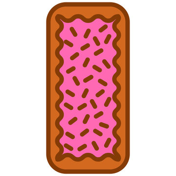 pink frosted pastry brown outline clip art preview
