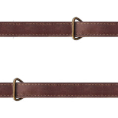 Seamless isolated png photo of brown colored leather belts or straps with harness on transparent background.