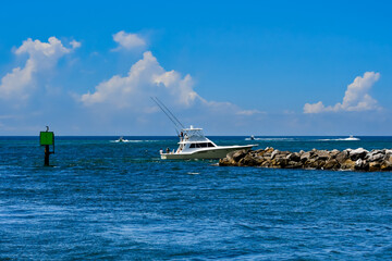 Turquoise Water, Summer in Orange Beach, Alabama, Fishing out of Perdido Pass, passing Bird Island and Robinson Island with Recreational Boaters enjoying the Islands and Sandbars