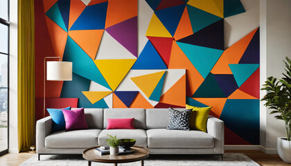 Bold shapes and vibrant colors converge, creating a modern masterpiece that transforms walls into art.