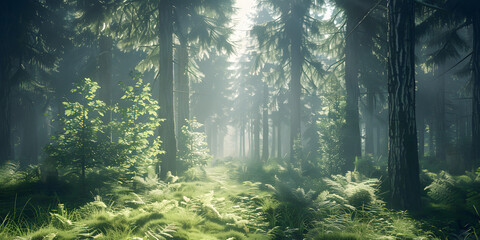 Obraz premium Tropical Floresta Iluminada pelo Sol