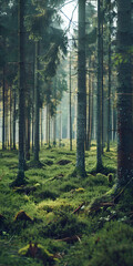 Obraz premium Floresta Tranquila Sob a Luz do Sol