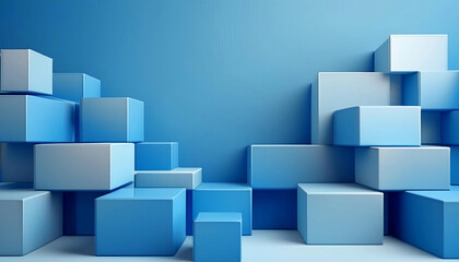 Obraz premium 3d Abstract geometric background with blue 3d cubes with copy space