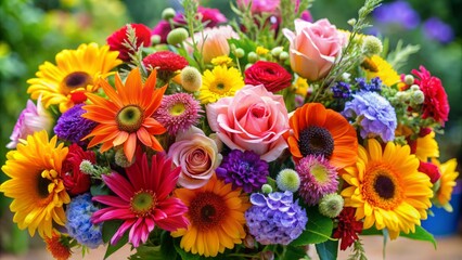 A bouquet of mixed seasonal flowers.