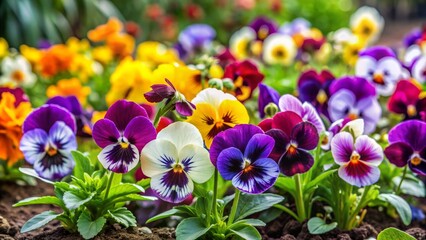 A garden bed filled with pansies.