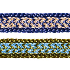 Seamless isolated png photo of ornate braided cloth straps on transparent background.