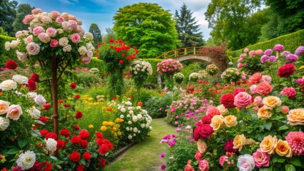 Obraz premium A garden filled with blooming roses.