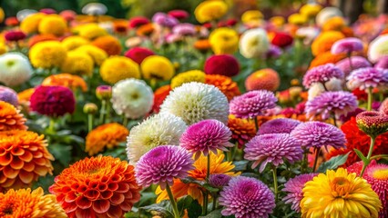A garden of colorful chrysanthemums.