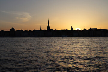 Fototapeta premium Sunset over the old city of Stockholm, Sweden, Scandinavia