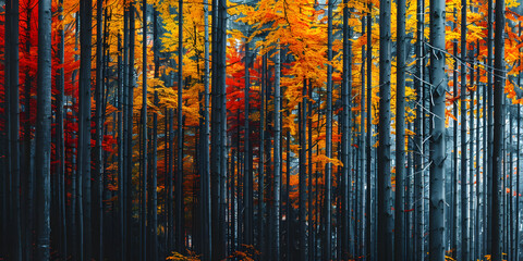 Floresta com Foliagem Vibrante de Outono