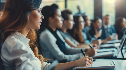 A training session with agents eagerly taking notes, educational and engaging, bottom third copy space
