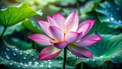 Fototapeta premium A single lotus flower with water droplets.