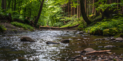 Floresta exuberante com um rio sinuoso