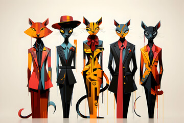 Stylish Cats in Suits