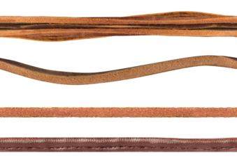 Seamless isolated png photo of various brown colored suede and leather straps on transparent background.