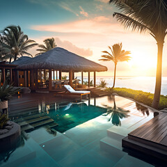 Obraz premium pool at sunset