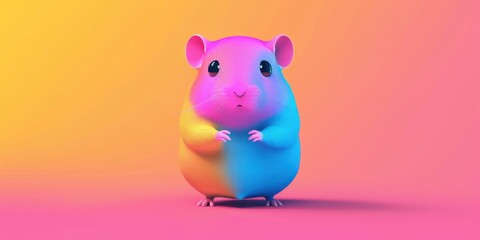 Cute cartoon hamster standing upright