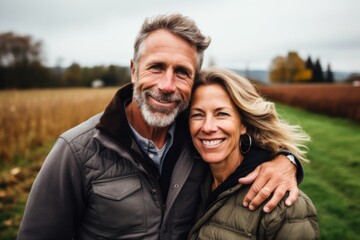 Portrait of a middle aged couple on farm