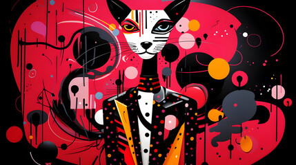 Cat in Suit Abstract Art